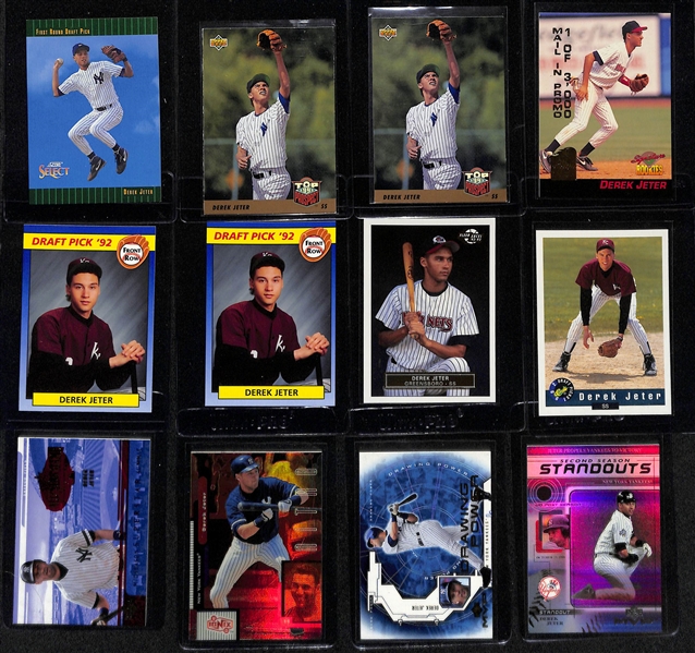 Lot of (25+) Derek Jeter Cards with Rookies and Inserts inc. (4) 1993 Topps Rookies, 1993 Score Select Rookie, (2) 1993 Upper Deck Rookies, +